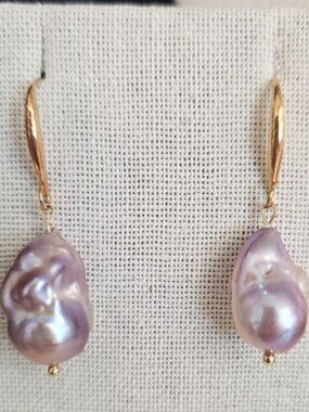Stunning purple baroque pearl earrings